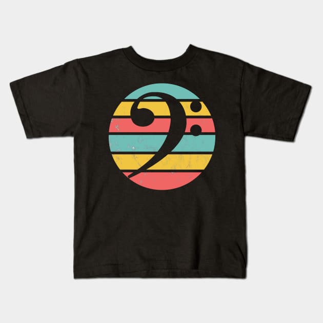 Bass Clef Vintage Distressed Kids T-Shirt by Analog Designs